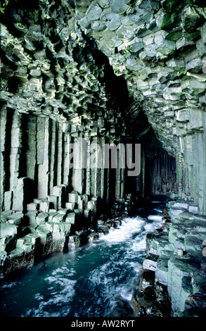 Volcanic basalt rock columns inside Fingal's Cave on the Hebridean island of Staffa, Inner Hebrides, Scotland Stock Photo
