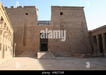 Inside Philae Temple - Ancient Egyptian Monument [Agilkai Island, Near Aswan, Egypt, Arab States, Africa]                      . Stock Photo