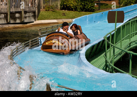 Busch Gardens log flume ride Stock Photo