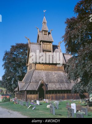 Hopperstad stavekirke (stave church), near Vik, Sognefjord, Sogn og Fjordane, Norway. Stock Photo