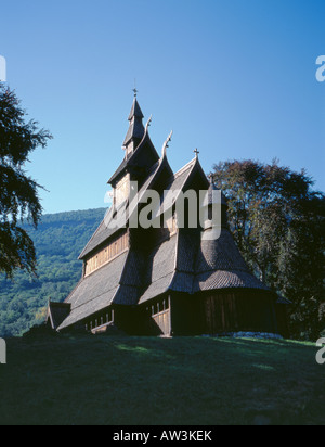 Hopperstad stavekirke (stave church), near Vik, Sognefjord, Sogn og Fjordane, Norway. Stock Photo