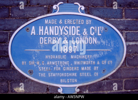 Plaque on the 'Cross Keys Swing Bridge' over River Nene, Sutton Bridge, Lincolnshire, England, UK. Stock Photo