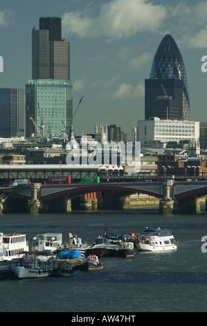 Swiss RE Building and NatWest Tower seen from Waterloo Bridge Stock Photo