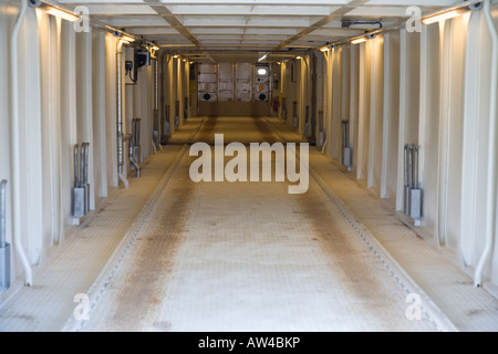 Interior of a Finnish railroad's car transport box car , Finland Stock Photo