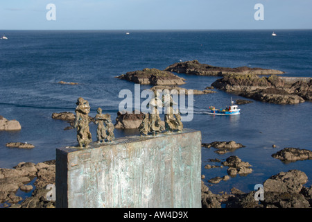 St Abbs harbour disaster memorial Scottish Borders August 2007 Stock Photo