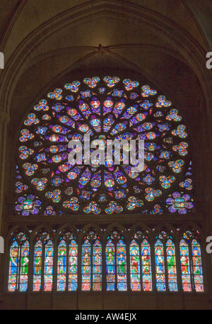 The Southern Rose Window of Notre Dame Cathedral Paris Stock Photo