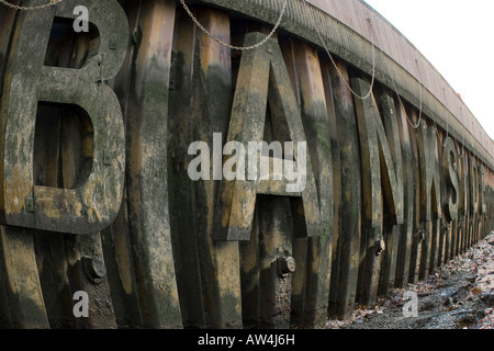 bankside, thames foreshore, london, taken with fisheye lens so distorted Stock Photo