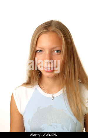 Blond young woman. Teenager. Girl. Smiling. Stock Photo