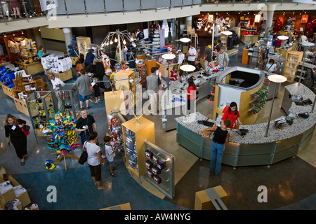 People shopping at the CN Tower gift and souvenir shop inside CN Tower Toronto Canada Stock Photo