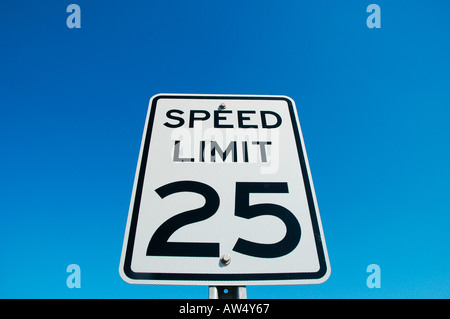 Speed Limit 25 sign on highway interstate freeway road street Stock Photo
