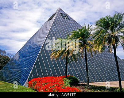 The pyramid tropical glass house in the Royal Botanic Gardens in Sydney Australia Stock Photo