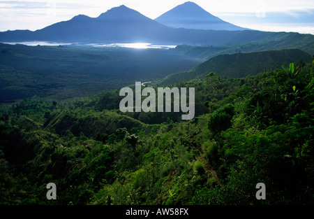 Mount Batur and Mount Gunung Abang, Bali Stock Photo