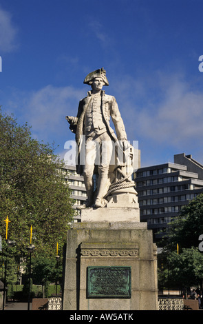 New Zealand South Island Christchurch Victoria Square James Cook statue Stock Photo