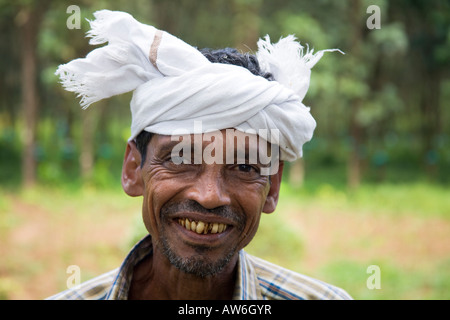 Portrait of a man wearing a turban, Mundackal Estate, Kothamangalam, Kerala, India Stock Photo
