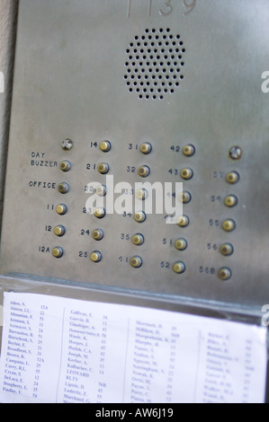 Door Buzzer in Apartment Complex Boston MA Stock Photo