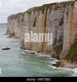 Etretat, Normandy, France. View along towering cliffs towards Fécamp. Stock Photo