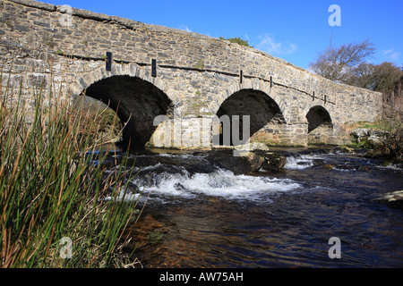 The new bridge over the East Dart River on Dartmoor at Postbridge Stock Photo