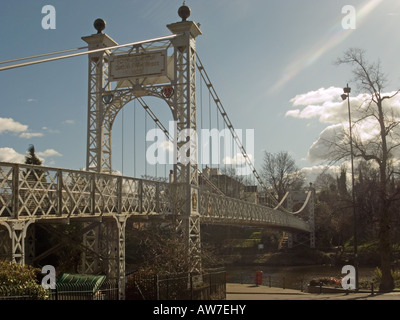 Queen's Park Suspension Bridge over the River Dee, Chester Stock Photo