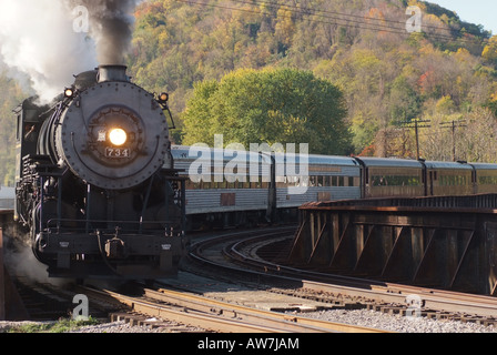 USA Cumberland MD Mountain Thunder restored early 20th century steam train Stock Photo