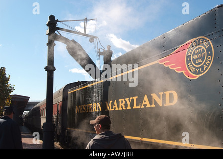 USA Cumberland MD Mountain Thunder restored early 20th century steam train Stock Photo