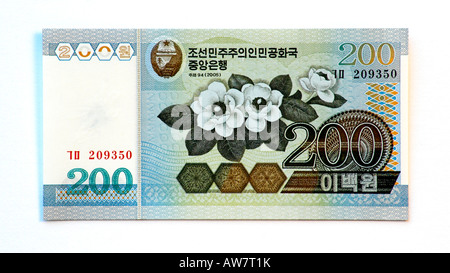 North Korea 200 Won bank note Stock Photo