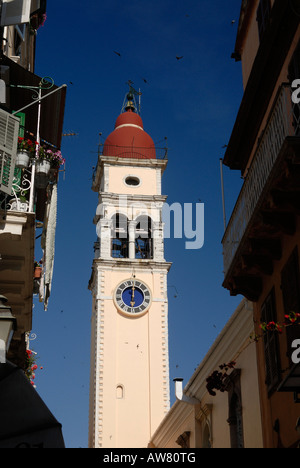 The campanile of Saint Spiridon church, Corfu town, Greece Stock Photo