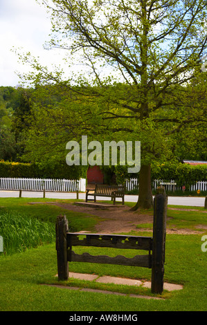 Aldbury village in Hertfordshire Shows original village stocks dating back over 100 years Stock Photo