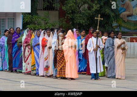 Procession outside the Infant Jesus Church in Bangalore India Stock Photo