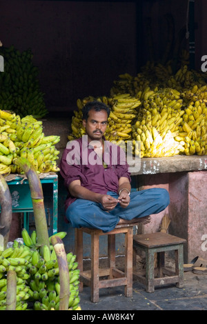 Banana stall in Mysore market Stock Photo