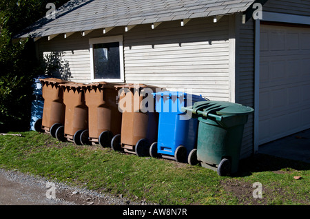 Trash Cans In A Row Stock Photo 217496323 Alamy