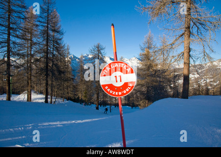 Via Lattea piste marker Sportinia Sauze d Oulx Italy Stock Photo