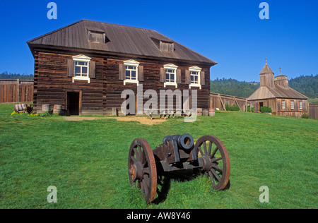 Cannon officers residence and chapel at Fort Ross Fort Ross State Historic Park California Stock Photo