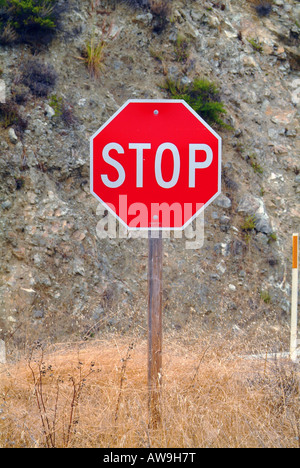 Red Stop signpost in California. Stock Photo