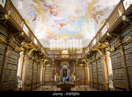 The library inside the baroque benedictine monastery of Melk Abbey in the Wachau region in Austria Stock Photo