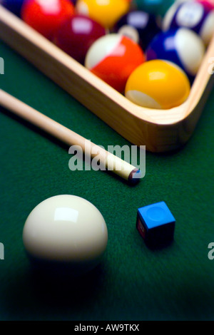 billiard balls in rack vertical Stock Photo