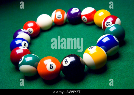 Billiard balls in circle horizontal Stock Photo