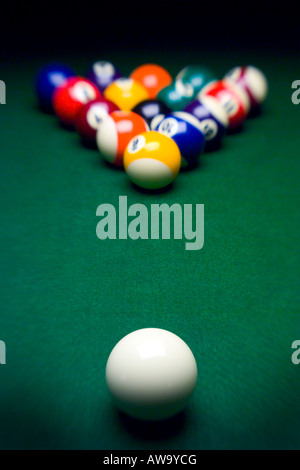 cue ball breaking vertical Stock Photo