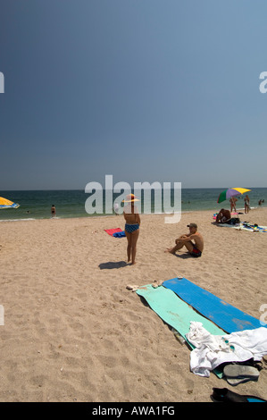Sand Vama Veche village beach , on border of Romania and Bulgaria Stock