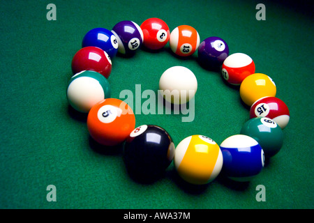 Billiard balls in circle horizontal Stock Photo