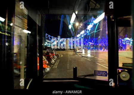 london eye from the inside of a moving bus Stock Photo