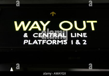 Way Out Sign, Underground Tube, London, England, United Kingdom