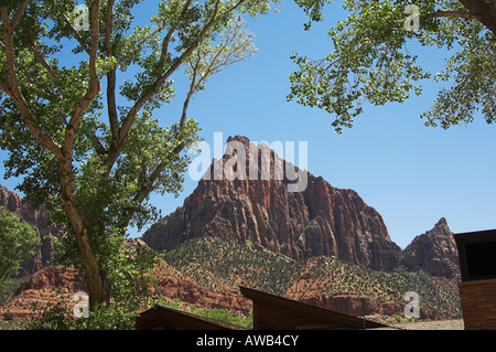 The "Watchman" from Zion Lodge, Zion Canyon Stock Photo