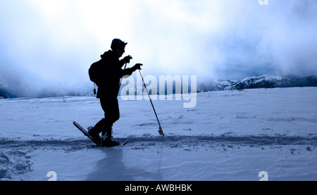 Snowshoeing in Mammoth Mountain California Stock Photo
