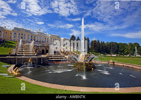 Russia, St Petersburg, Peterhof, Peter The Great's Palace, Petrodvorets, The Grand Cascade (fountains) Stock Photo