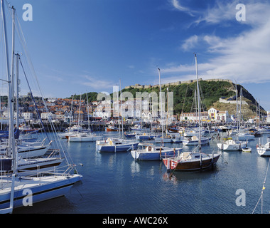 The harbour at  Scarborough in Yorkshire, England, the UK. Stock Photo