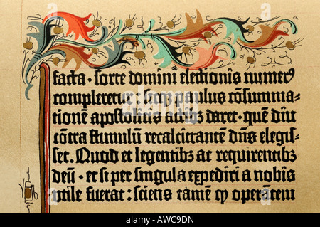 Facsilime reproduction of the Gutenberg Latin 42line Bible from around 1455 Stock Photo