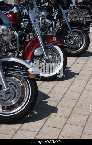 Harley-Davidson front tires, Sylt Island, North Sea, Germany, Europe Stock Photo