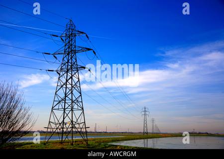 Electricity Distribution Pylons Cambridgeshire England Britain UK Stock Photo