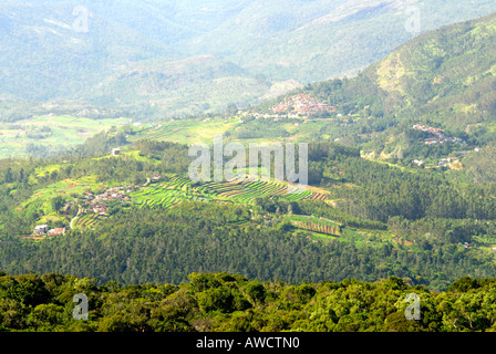 A VIEW OF THE WESTERN GHATS IN KOVILOOR MUNNAR Stock Photo