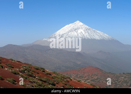 Spain Canary Islands Tenerife Mount Pico de Teide snow covered Stock Photo